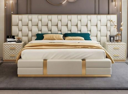 Bett Polster Design Luxus Doppel Hotel Betten beige Luxus Hotel Neu
